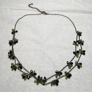 Green and Black Crystal Bead Necklace